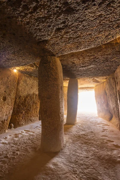 Interior Menga Dolmen View Central Pillar Unesco Site Antequera Spain — Stockfoto