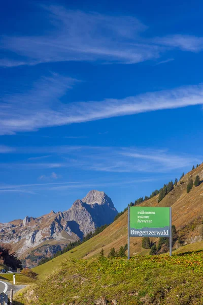 Bregenzerwald Welkom Hochtann Bergpas Warth Vorarlberg Oostenrijk — Stockfoto