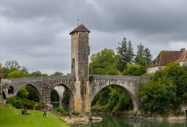 Pont Vieux, bridge in Orthez, New Aquitaine, Departement Pyrenees Atlantiques, France clipart