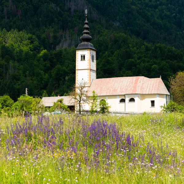 Церковь Хереке Возле Озера Бохинь Словении — стоковое фото