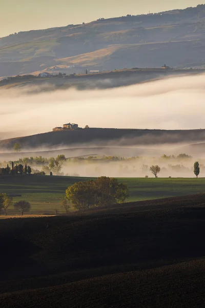Typisk Toskansk Morgon Höstlandskap Val Orcia Toscana Italien — Stockfoto