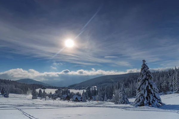 Зимний Пейзаж Вокруг Мала Упа Гигантские Горы Крконосе Северная Чехия — стоковое фото