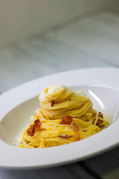 Zátiší Špaget Alla Carbonara — Stock fotografie