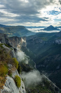 Mountain landscape width Canyon of Verdon River (Verdon Gorge) in Provence, France