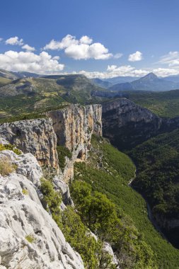 Mountain landscape width Canyon of Verdon River (Verdon Gorge) in Provence, France