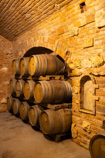 ラコヴィツェ 南モラヴィア チェコ共和国の樽付きワインセラー — ストック写真