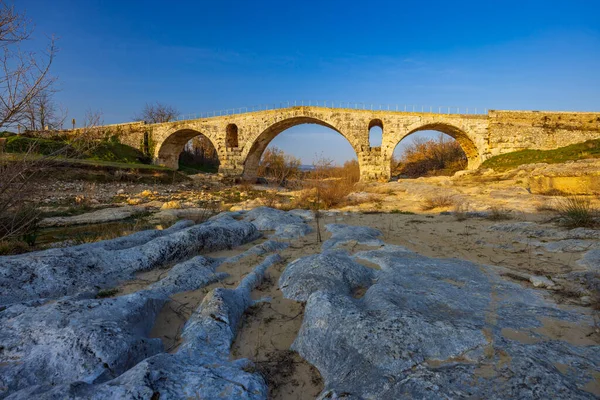 Pont Julien Roman Stone Arch Bridge Calavon River Provence France — Photo