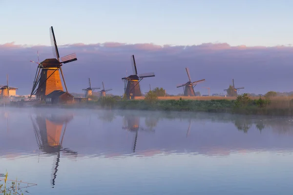 Moinhos Vento Holandeses Tradicionais Kinderdijk Site Unesco Países Baixos — Fotografia de Stock