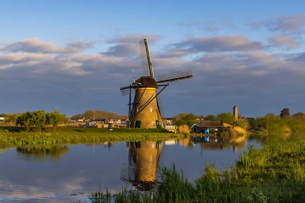 Traditional Dutch Windmills Kinderdijk Unesco Site Netherlands — 图库照片
