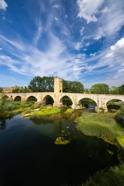 Stone Bridge Ebro River Frias Burgos Province Castilla Leon Spain — стоковое фото