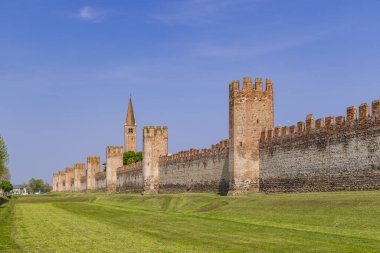 Montagnana 'nın antik duvarları, Padova ili, Veneto, İtalya