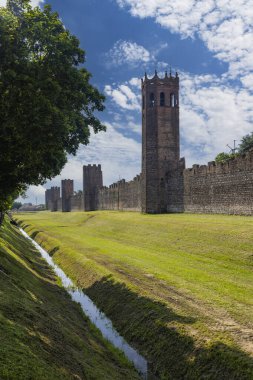 Montagnana 'nın antik duvarları, Padova ili, Veneto, İtalya
