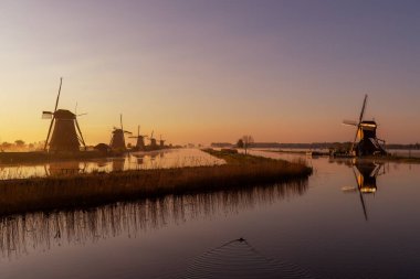 Traditional Dutch windmills in Kinderdijk - Unesco site, The Netherlands