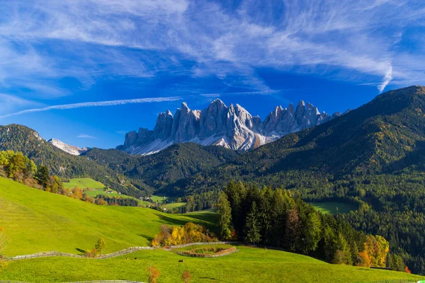 Vackert Landskap Italienska Dolomiter Nära Santa Magdalena — Stockfoto