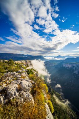 Mountain landscape width Canyon of Verdon River (Verdon Gorge) in Provence, France