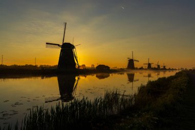 Traditional Dutch windmills in Kinderdijk - Unesco site, The Netherlands