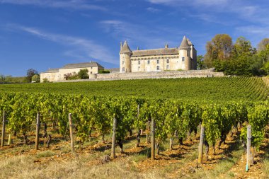 Chateau de Rully Şatosu, Saone-et-Loire kalkışı, Burgundy, Fransa