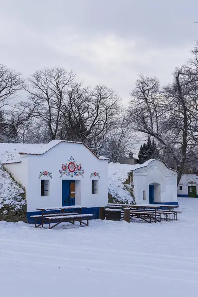 捷克共和国摩拉维亚南部Petrov附近Plze的一组典型室外酒窖 — 图库照片