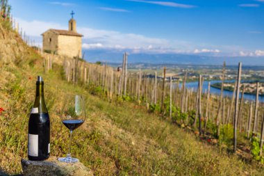 Grand cru vineyard and Chapel of Saint Christopher, Tain l'Hermitage, Rhone-Alpes, France