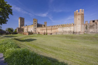 Montagnana 'nın antik duvarları, Padova ili, Veneto, İtalya
