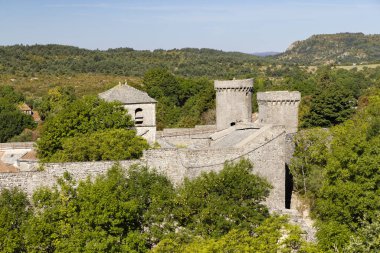 View of the medieval village of La Couvertoirade in Larzac, Aveyron, France