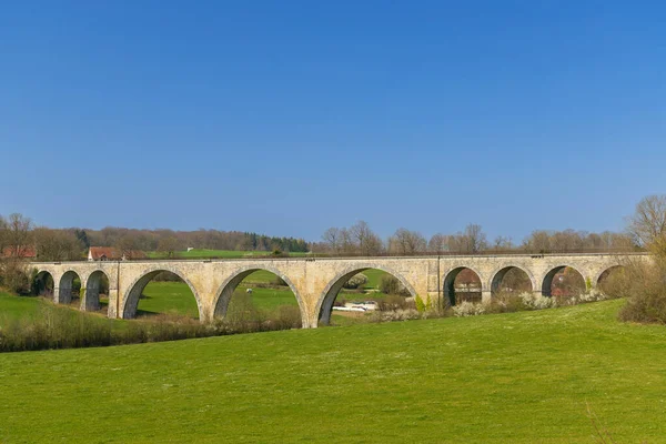 Arched Stone Railway Bridge Onabandoned Railway Cognieres Doubs France — Stock Photo, Image