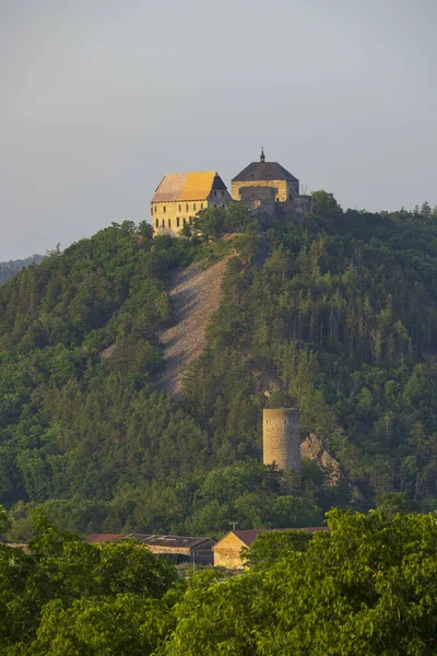 Castelo Tocnik Com Ruínas Zebrak Boêmia Média República Checa — Fotografia de Stock