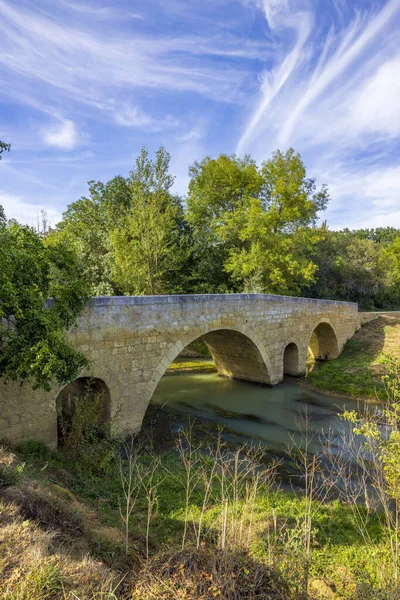 Romanische Brücke Der Artigue Und Des Flusses Osse Bei Larressingle — Stockfoto