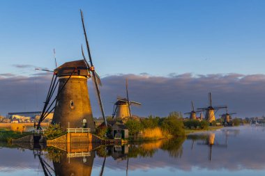 Traditional Dutch windmills in Kinderdijk - Unesco site, The Netherlands