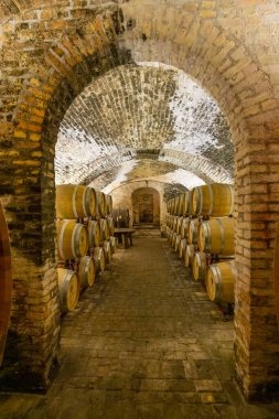 Wine cellar in Castello di Razzano, Piedmont, Italy