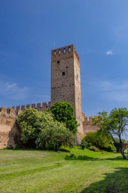 Montagnana 'nın antik duvarları, Padova ili, Veneto, İtalya