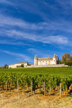 Chateau de Rully Şatosu, Saone-et-Loire kalkışı, Burgundy, Fransa