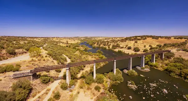Puente Ferroviario Guadiana Cerca Beja Sucursal Moura Ruta Nacional 260 —  Fotos de Stock
