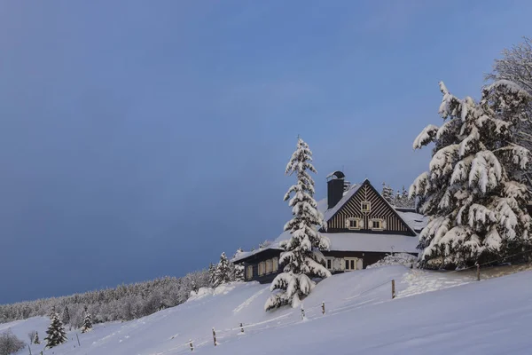 Vinterlandskab Omkring Mala Upa Giant Mountains Krkonose Østbøhmen Tjekkiet - Stock-foto