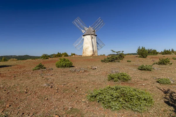 Windmill Moulin Redounel Couvertoirade Larzac Aveyron France — Zdjęcie stockowe