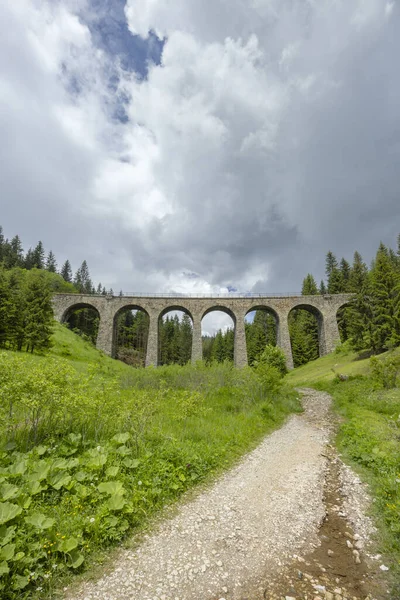 Ponte Ferroviario Chramossky Viadukt Vicino Telgart Horehronie Slovacchia — Foto Stock