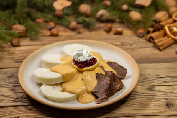 Typical Czech Meal Called Svickova Christmas Time — Stock Photo, Image