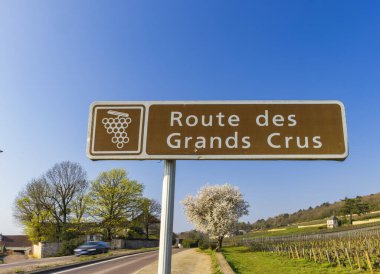 Beaune, Burgundy, Fransa yakınlarındaki Şarap Yolu (Grands Crus Yolu)