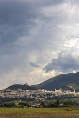 Assisi 'nin eski kenti, Perugia ili, Umbria bölgesi, İtalya