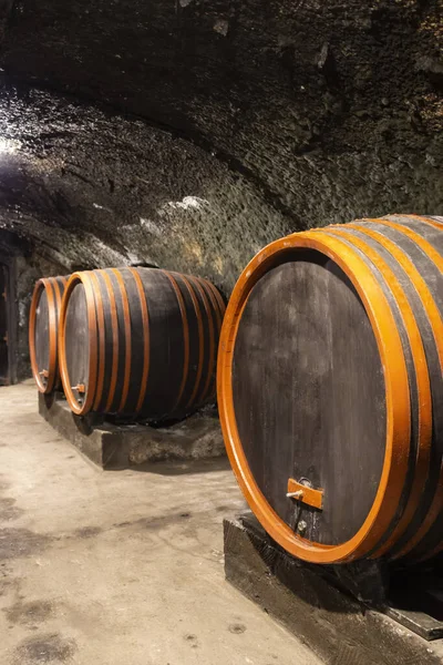 Wine Cellars Barrels Eger Hungary — Stock Photo, Image