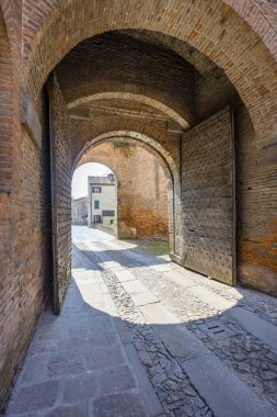 Montagnana 'nın antik duvarları, Padova ili, Veneto, İtalya