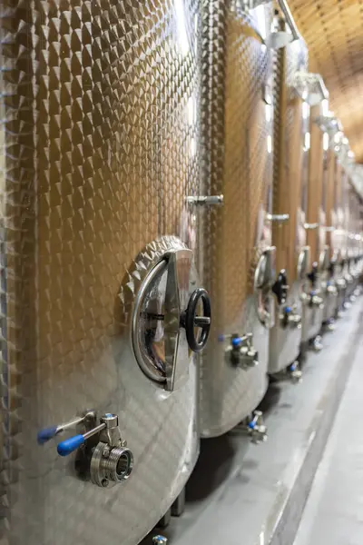Modern Production Wine Cellar Stainless Steel Tank Southern Moravia Czech — Stock Photo, Image