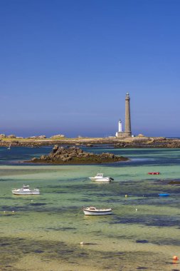 Virgin Adası Deniz Feneri (Phare de Lile Vierge), Plouguerneau, Finistere, Brittany, Fransa