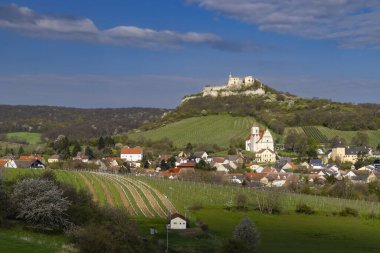 Falkenstein harabeleri ve üzüm bağı olan kasaba, Aşağı Avusturya, Avusturya