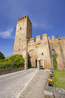 Montagnana 'nın antik duvarları, Padova ili, Veneto, İtalya