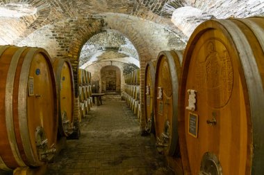 Wine cellar in Castello di Razzano, Piedmont, Italy