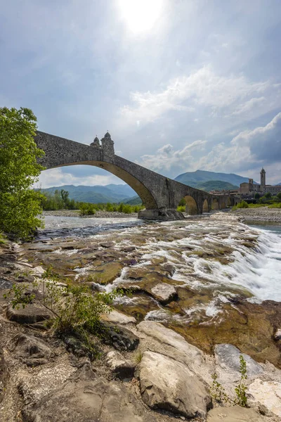 Gobbo Köprüsü Ayrıca Bobbio Piacenza Ili Trebbia Vadisi Emilia Romagna — Stok fotoğraf