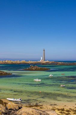 Virgin Adası Deniz Feneri (Phare de Lile Vierge), Plouguerneau, Finistere, Brittany, Fransa