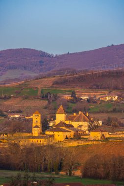 Chateau de Pierreclos Şatosu, Saone-et-Loire kalkışı, Burgundy, Fransa