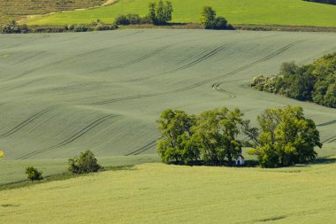 Strazovice, Güney Moravya, Çek Cumhuriyeti yakınlarındaki St. Barborkas şapeli manzaralı